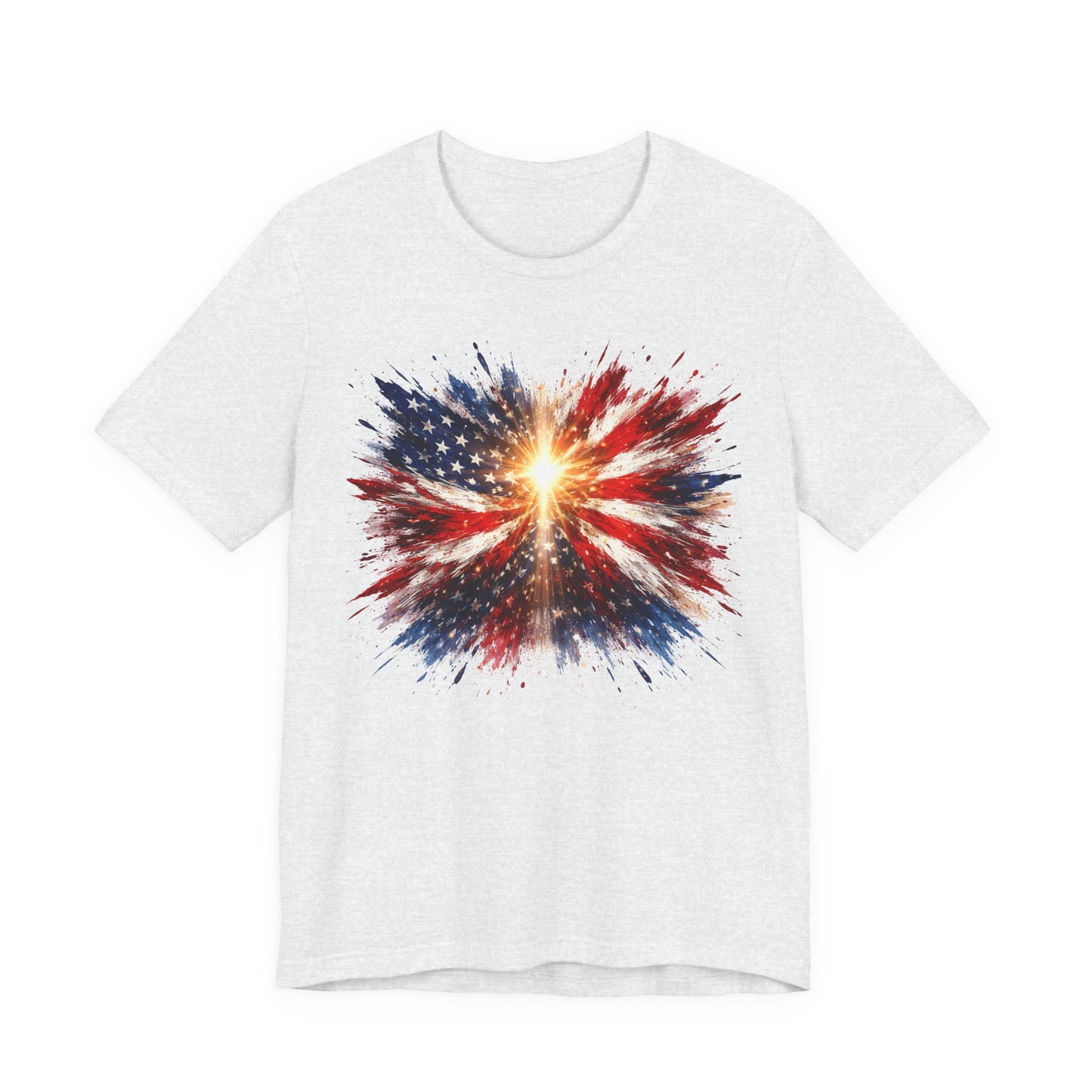 American Flag Explosion T‑Shirt — Patriotic Firework USA Tee