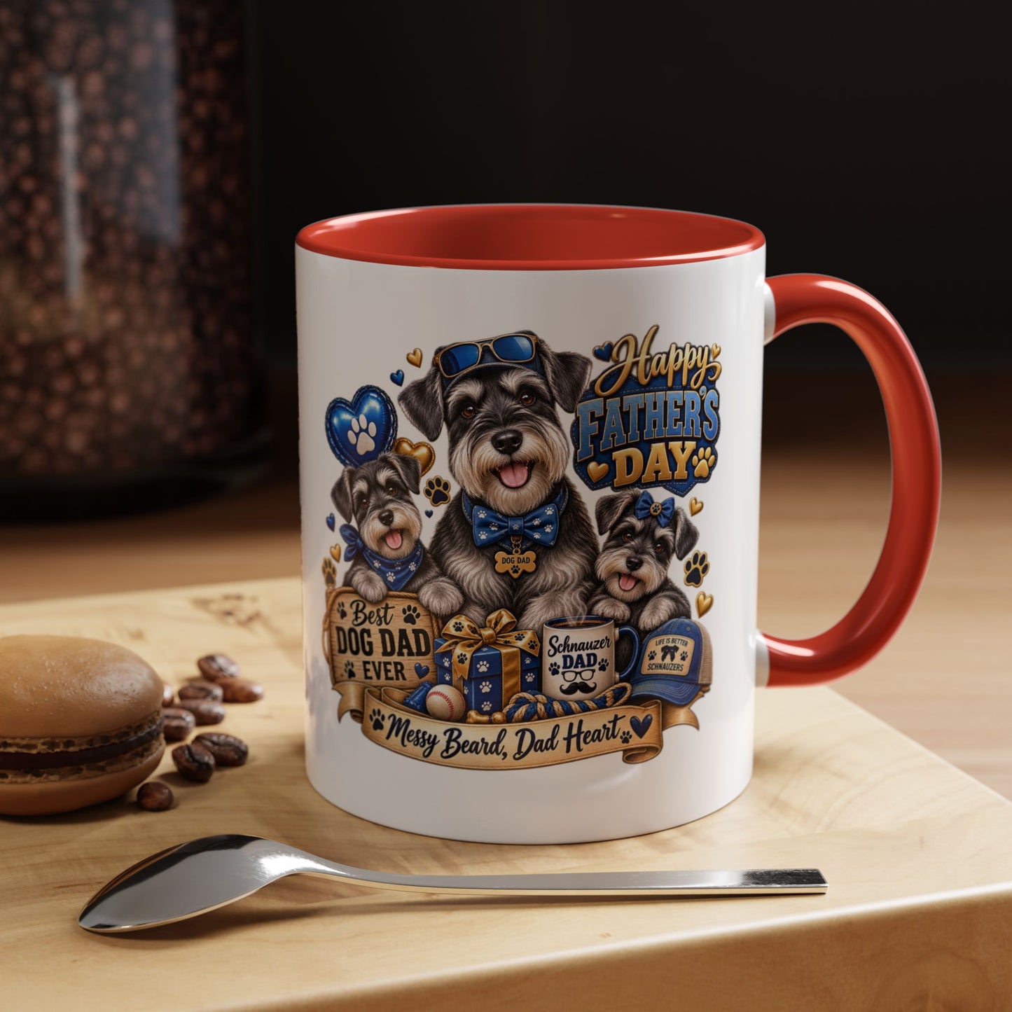 Father's Day Dog Dad Coffee Mug — "Happy Father's Day" Accent Mug (11/15oz)
