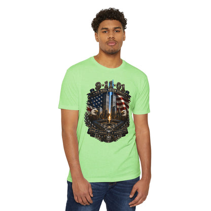 9/11 Never Forget Tribute T-Shirt — World Trade Center Memorial Tee