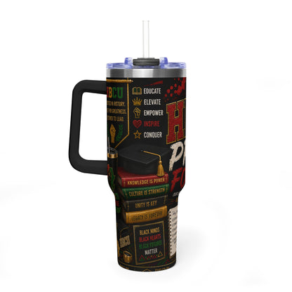 HBCU Pride 40oz Vacuum Tumbler – Black College Graduation Travel Mug