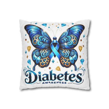 Diabetes Awareness Butterfly Pillowcase — Blue Ribbon Square Pillow