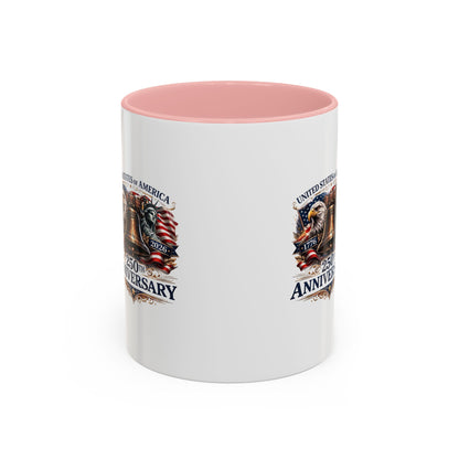 250th Anniversary Accent Coffee Mug — Patriotic United States Bell & Eagle Design (11/15 oz)