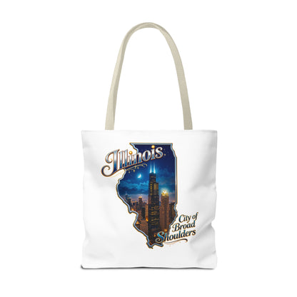 Illinois Skyline Tote Bag — "City of Broad Shoulders" Chicago Night Design