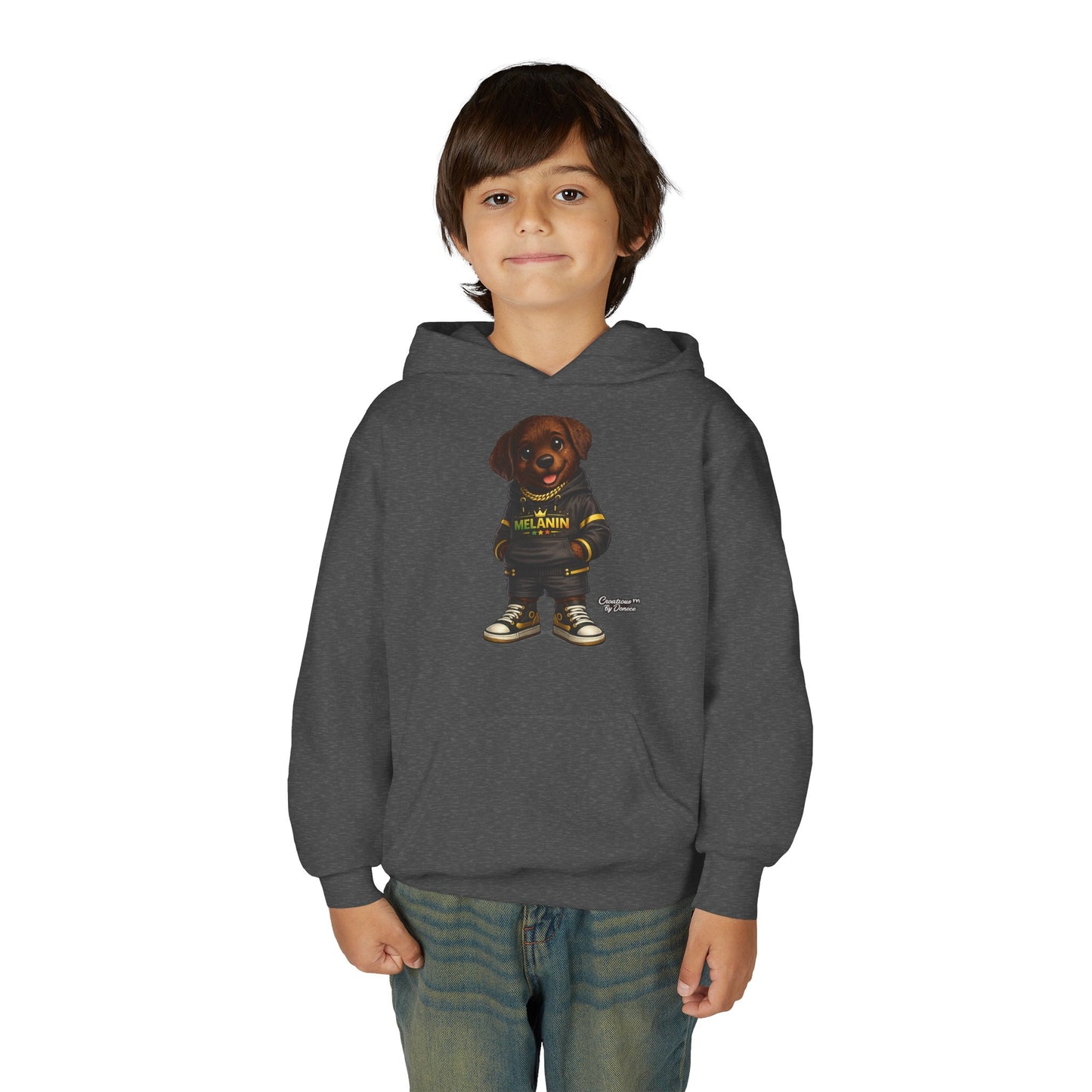 Youth Melanin Pup Hoodie – Cute Rottweiler Cartoon Sweatshirt