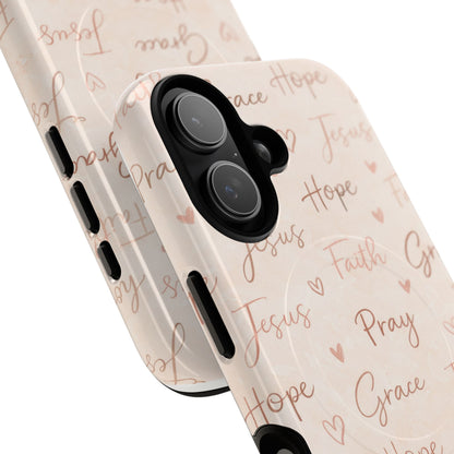 Christian Words Tough Magnetic Phone Case — Hope Pray Grace Jesus Faith