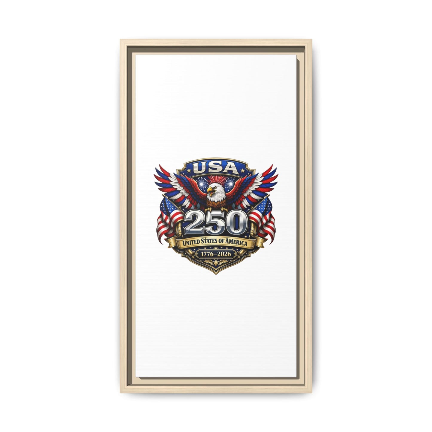USA 250 Anniversary Framed Canvas — Patriotic Eagle 1776–2026 Wall Art
