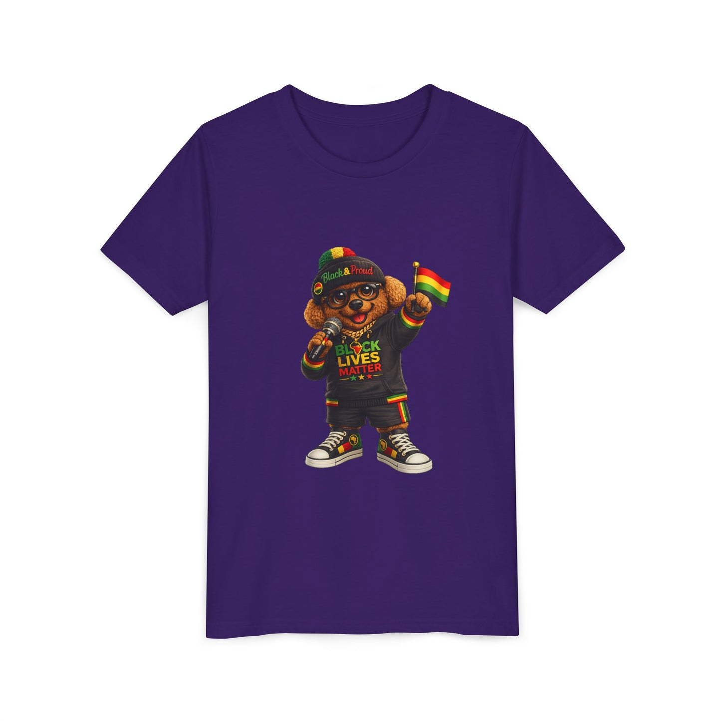 Youth Tee — Kid Bear Black Lives Matter Rasta Flag Shirt