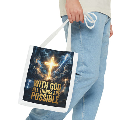 "With God All Things Are Possible" Tote Bag
