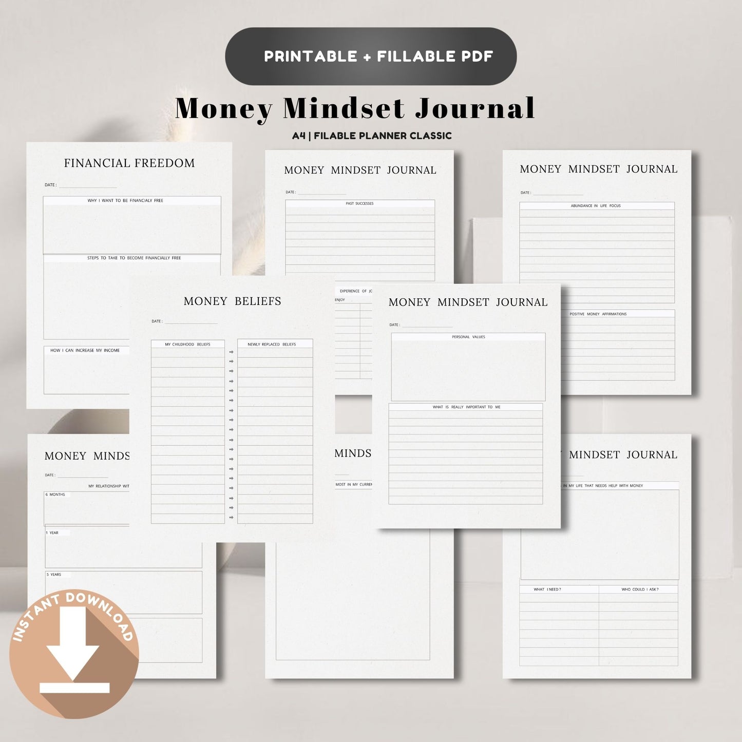 Money Mindset Journal Printable | Financial Growth, Abundance & Wealth Thinking Workbook