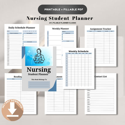 Nursing Student Planner | Nursing School Organizer | Clinical & Study Planner | Assignment Tracker for Nursing Students