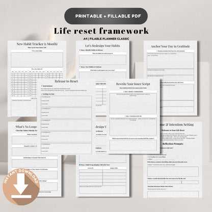 Life Reset Framework Printable | Personal Growth, Clarity & Habit Reset Planner