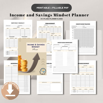 Income & Savings Mindset Planner | Money Mindset & Financial Growth Planner | Budget & Wealth Building Printable