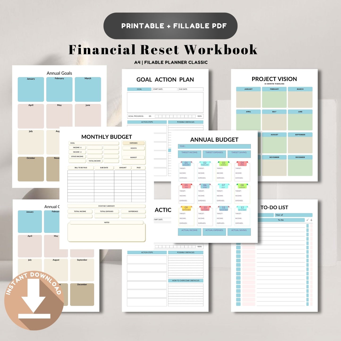 Financial Reset Workbook Printable | Budget Recovery & Money Mindset Transformation Planner