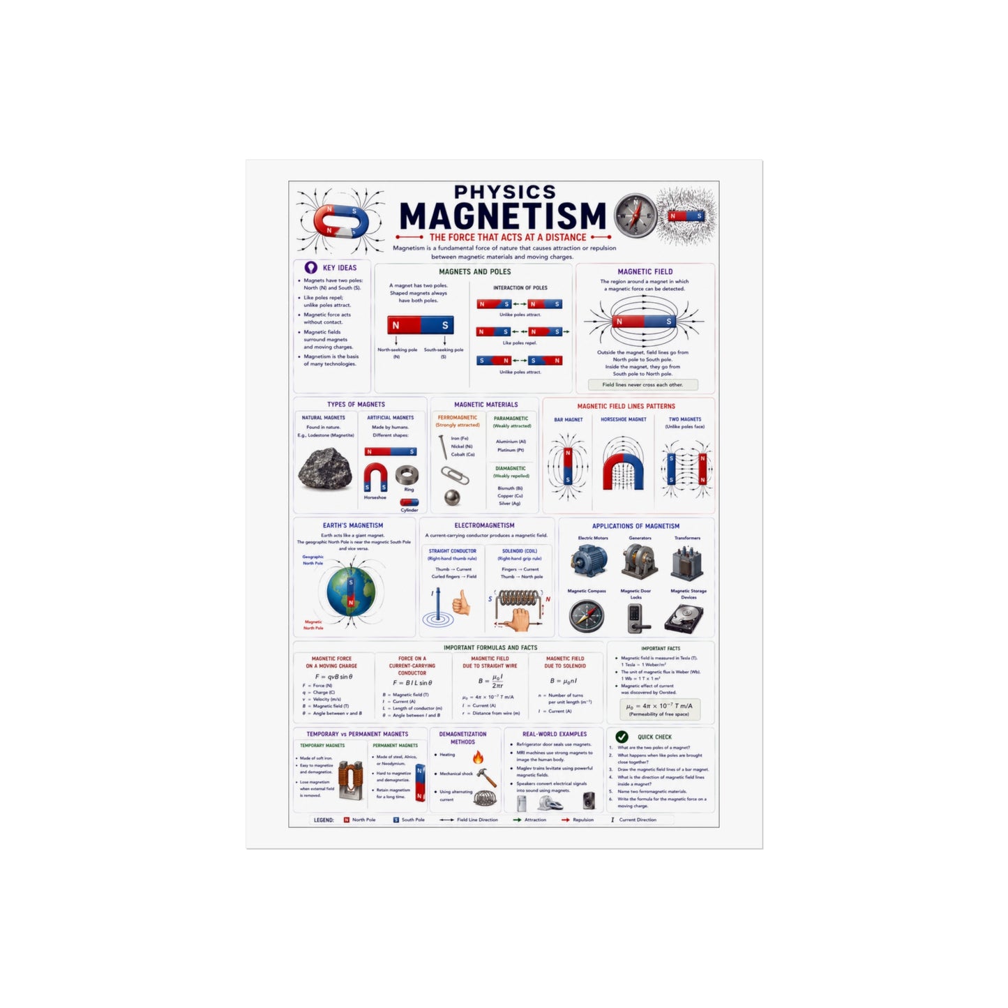 Magnetism Physics Poster — Educational Fine Art Science Print