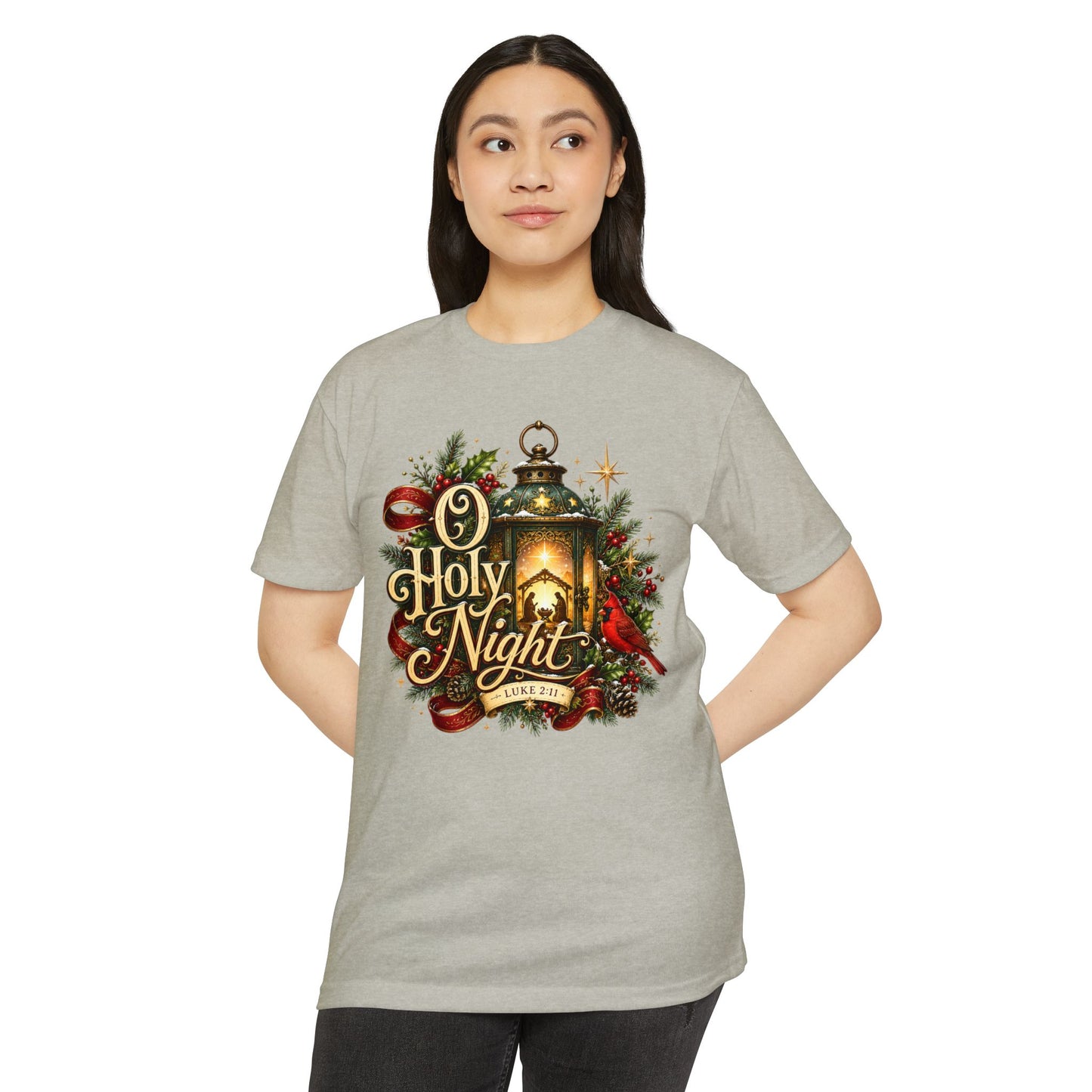 O Holy Night Lantern Christmas T-Shirt — Nativity Carol Holiday Tee