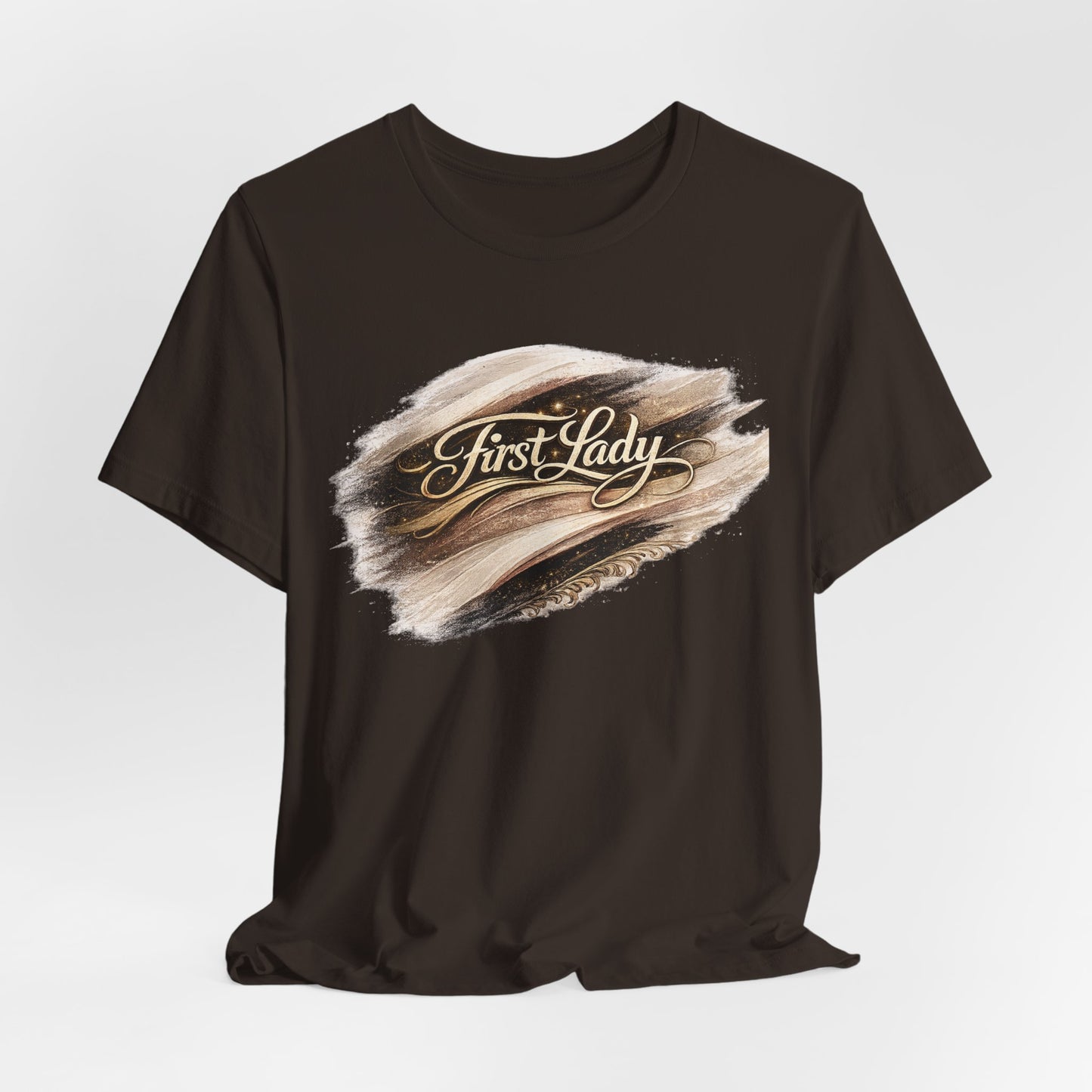 First Lady Brushstroke Tee — Elegant Script Graphic T‑Shirt