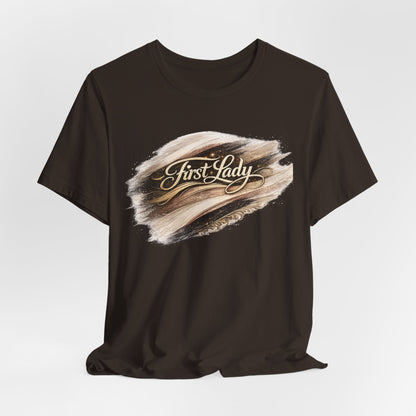 First Lady Brushstroke Tee — Elegant Script Graphic T‑Shirt