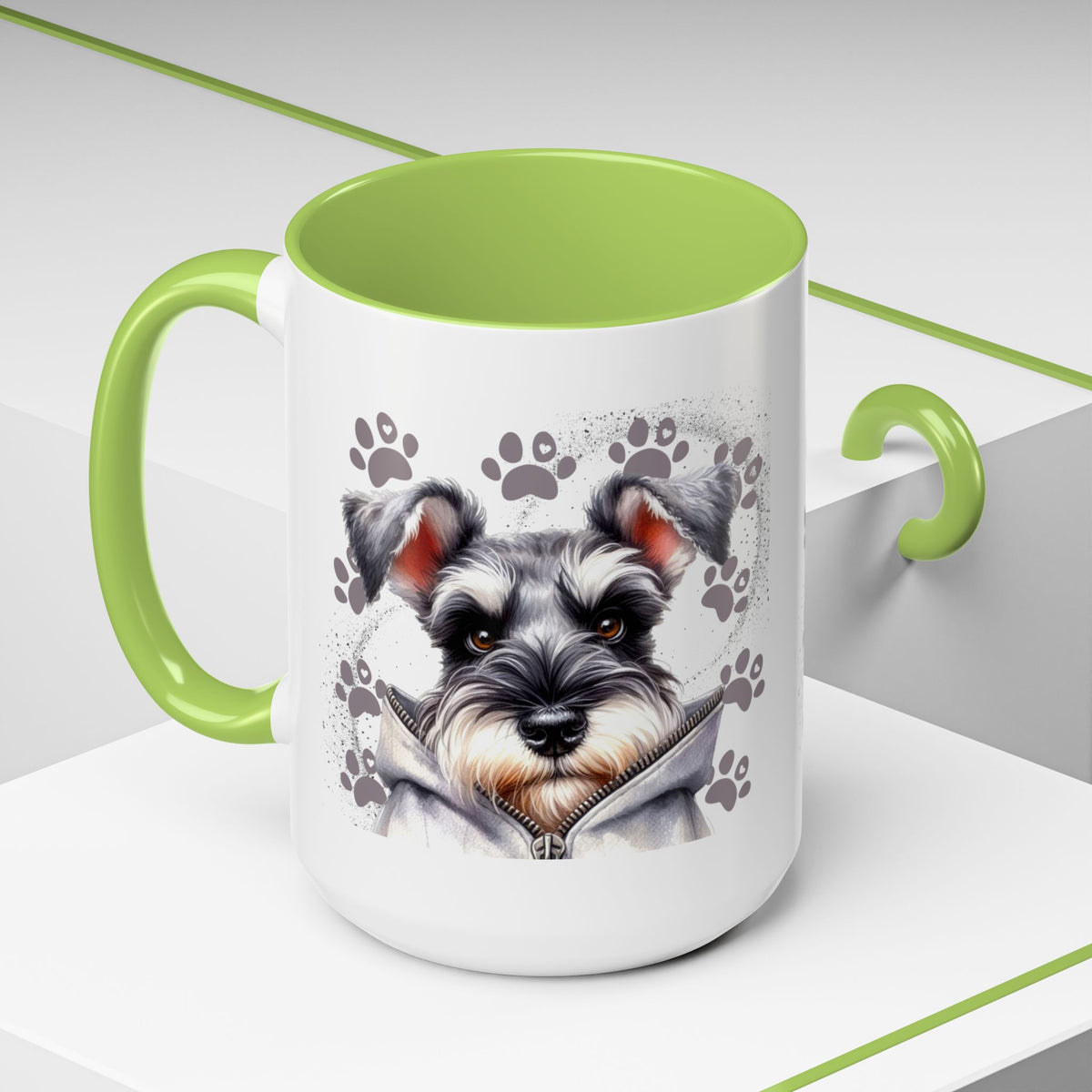 Schnauzer Paw Print Accent Coffee Mug (11/15oz)
