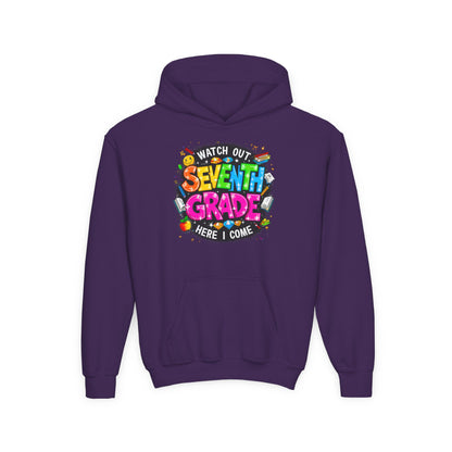 Seventh Grade Hoodie — "Watch Out Seventh Grade Here I Come" Kids Back-to-School Sweatshirt