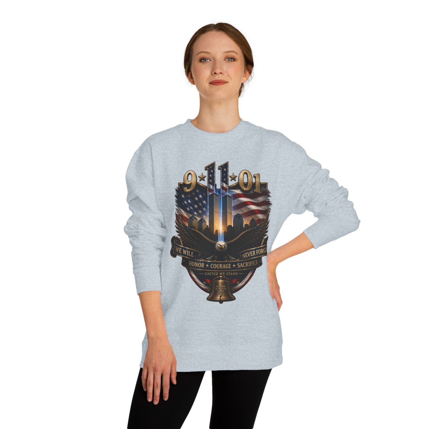 9/11 Memorial Sweatshirt — We Will Never Forget Tribute Crewneck