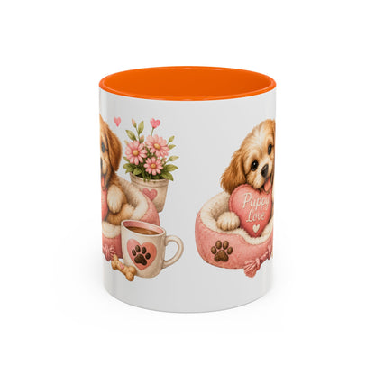 Puppy Love Coffee Mug — Cute Dog Heart Accent Mug (11/15oz)