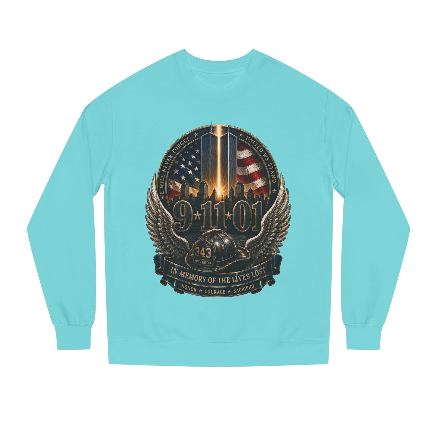 9/11 Memorial Crewneck Sweatshirt — Tribute to Fallen Heroes