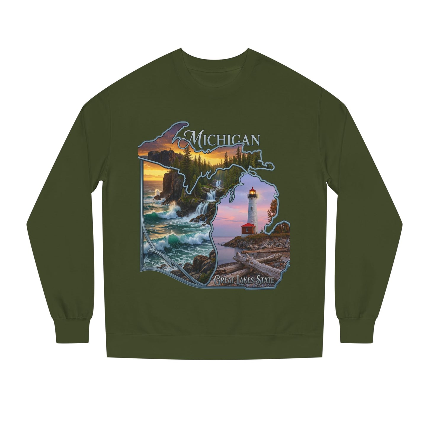 Michigan Lakes State Sweatshirt — Lighthouse & Great Lakes Scenic Pullover
