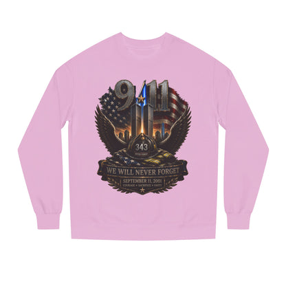 9/11 We Will Never Forget Crewneck Sweatshirt – Memorial Tribute