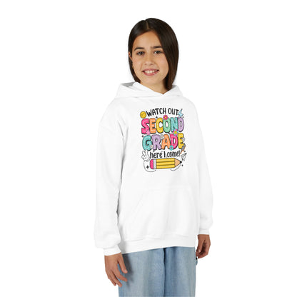 Second Grade Hoodie - "Watch Out Second Grade Here I Come" Back-to-School Kids Sweatshirt