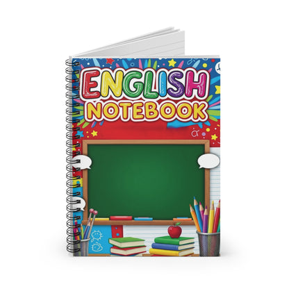 English Notebook — Spiral Ruled School Notebook for Kids (Chalkboard Design)