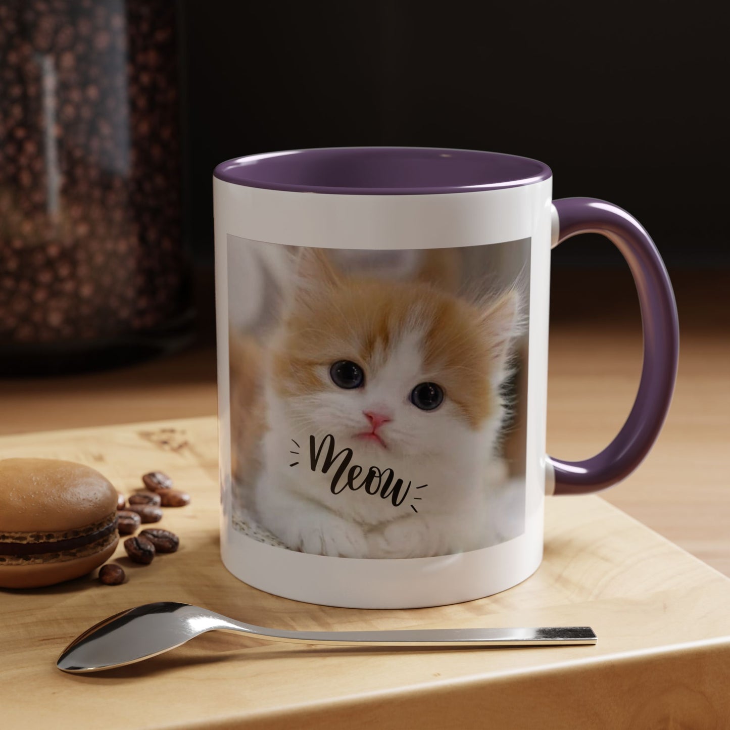 Cat Photo Coffee Mug - Cute Kitten 'Meow' Accent Mug (11/15oz)