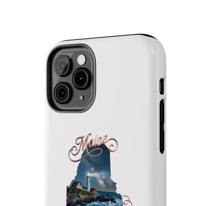 Maine Lighthouse Tough Phone Case — "Can't Get There From Here" State Silhouette
