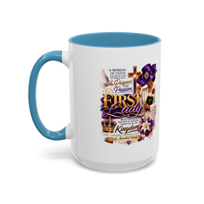 First Lady of Faith Accent Coffee Mug — Inspirational Christian Gift (11/15oz)