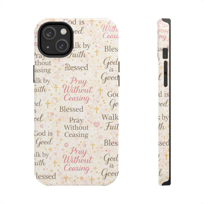 Pray Without Ceasing Phone Case | Christian floral iPhone Case