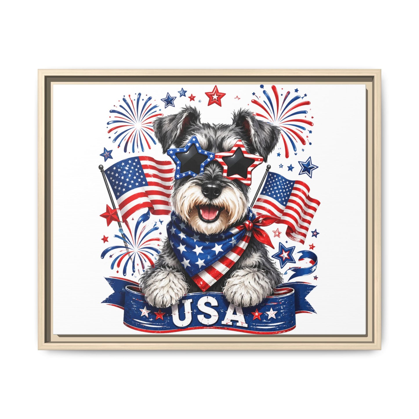 USA Patriotic Schnauzer Canvas Print — 4th of July Wall Art