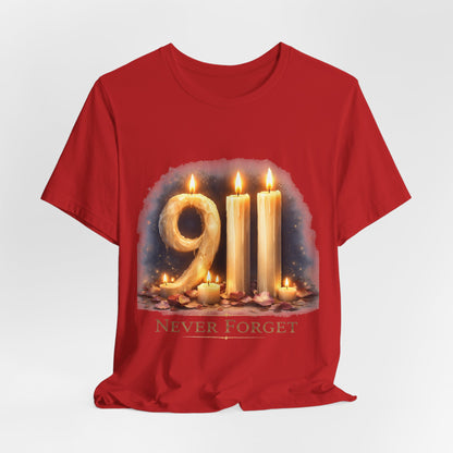 9/11 Never Forget T-Shirt – Memorial Candle Tribute Tee