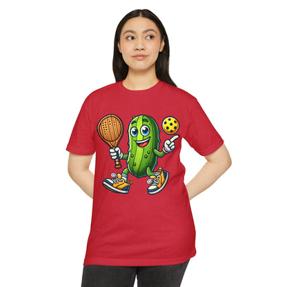 Pickle Pickleball T-Shirt – Cute Pickle Playing Pickleball Graphic Tee