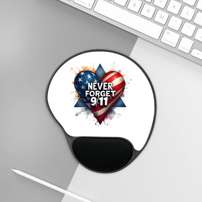 Never Forget 9/11 Patriotic Heart Mouse Pad with Wrist Rest