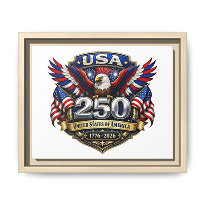 USA 250 Anniversary Framed Canvas — Patriotic Eagle 1776–2026 Wall Art