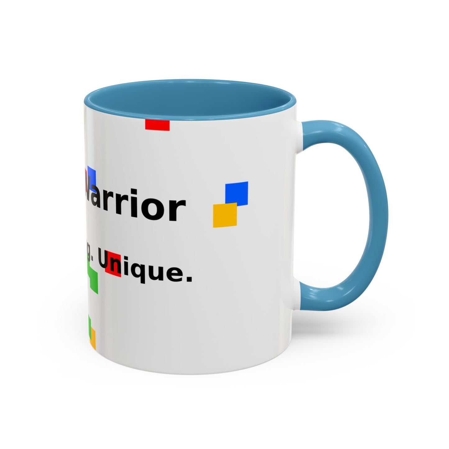 Autism Warrior Accent Coffee Mug – Bold Puzzle Pieces, Proud. Strong. Unique. (11/15oz)