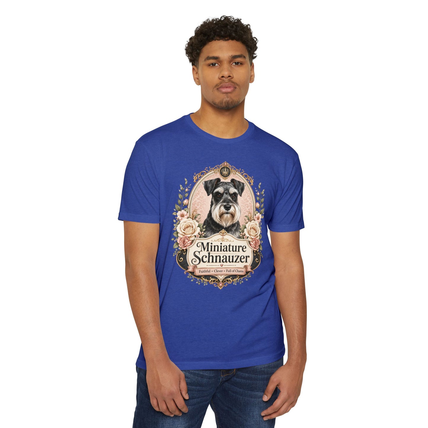 Miniature Schnauzer Floral Portrait T-Shirt