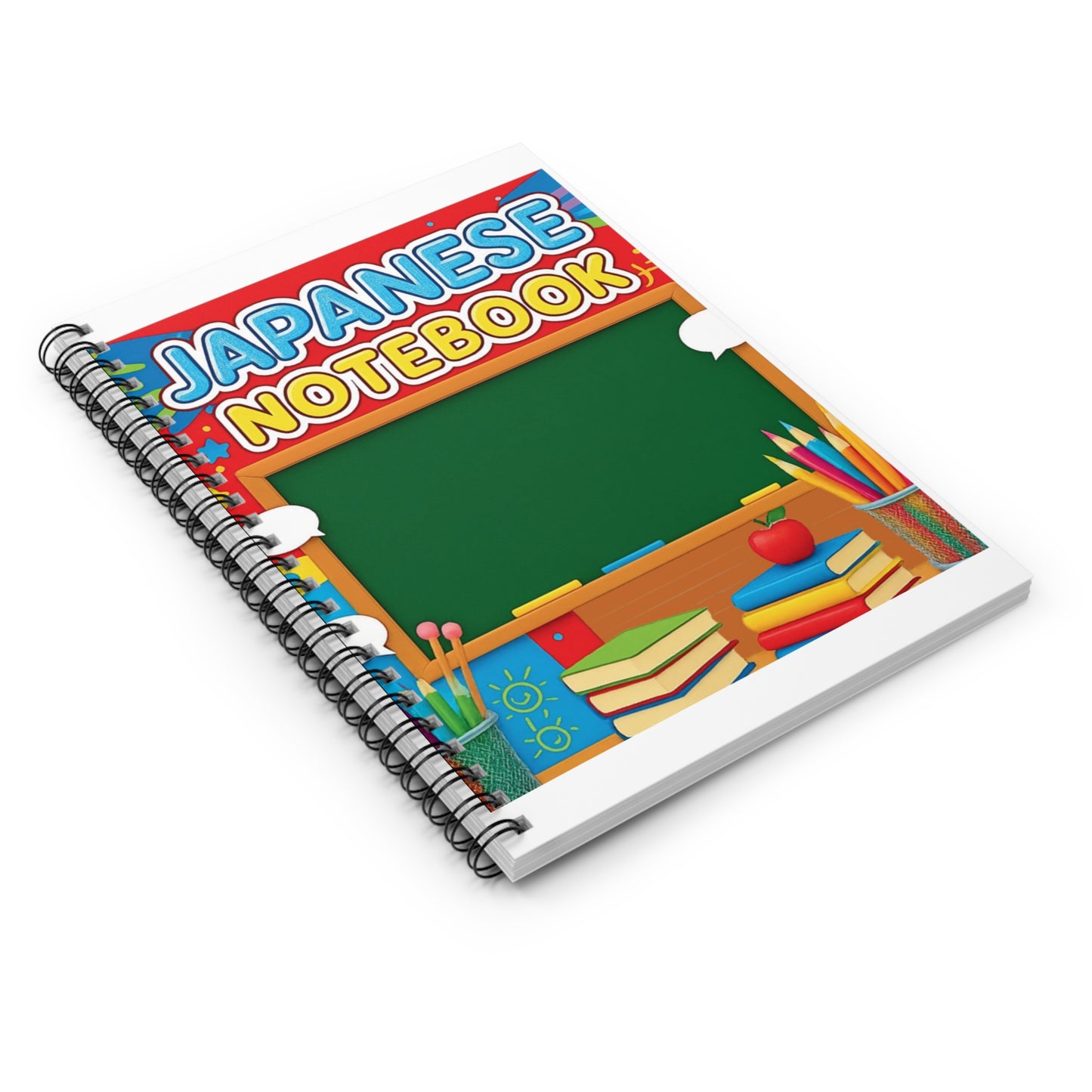 Japanese Notebook Spiral Ruled School Notebook — Cute Classroom Chalkboard Design