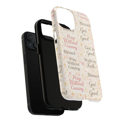 Christian Faith Magnetic Phone Case — "Pray Without Ceasing" Patterned Tough Case
