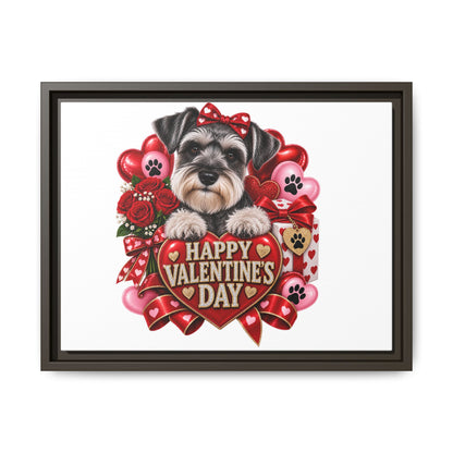 Valentine’s Day Schnauzer Framed Canvas