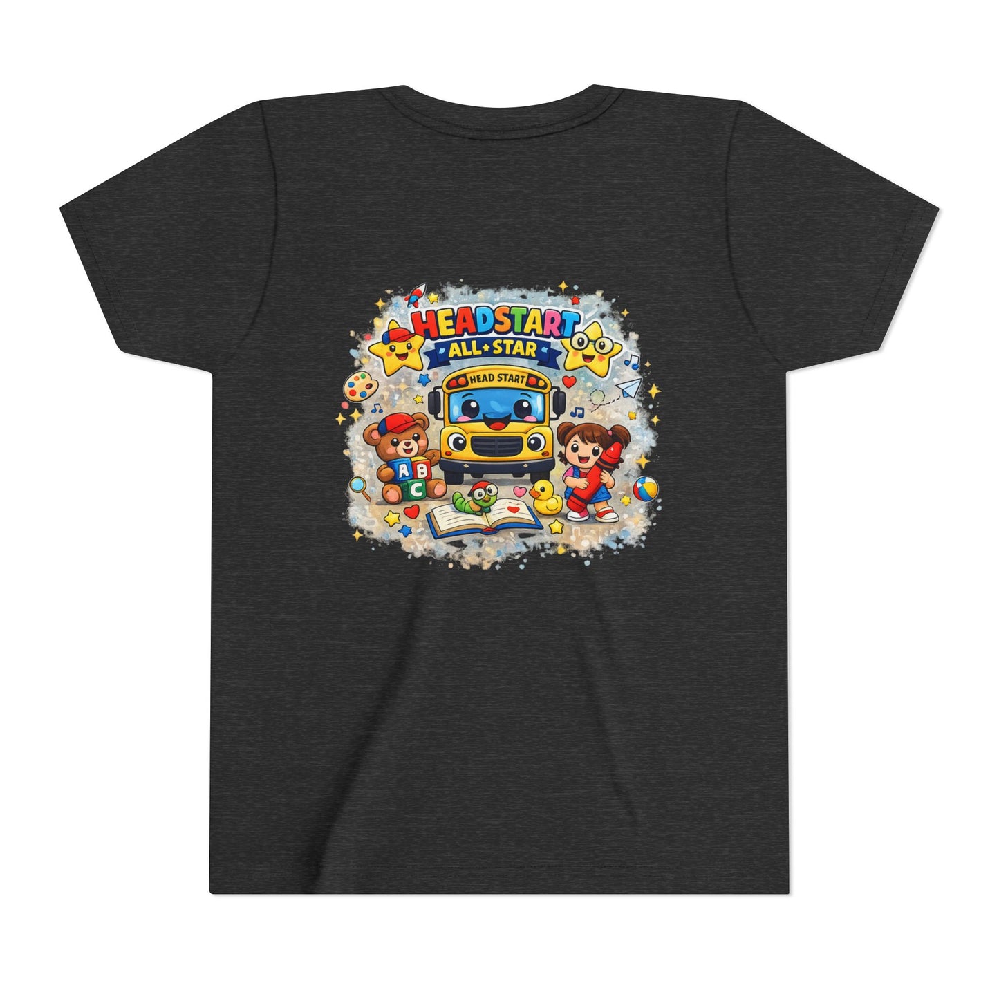 Youth Tee — "Headstart All-Star" Cute School Bus & Characters Back-to-School Shirt