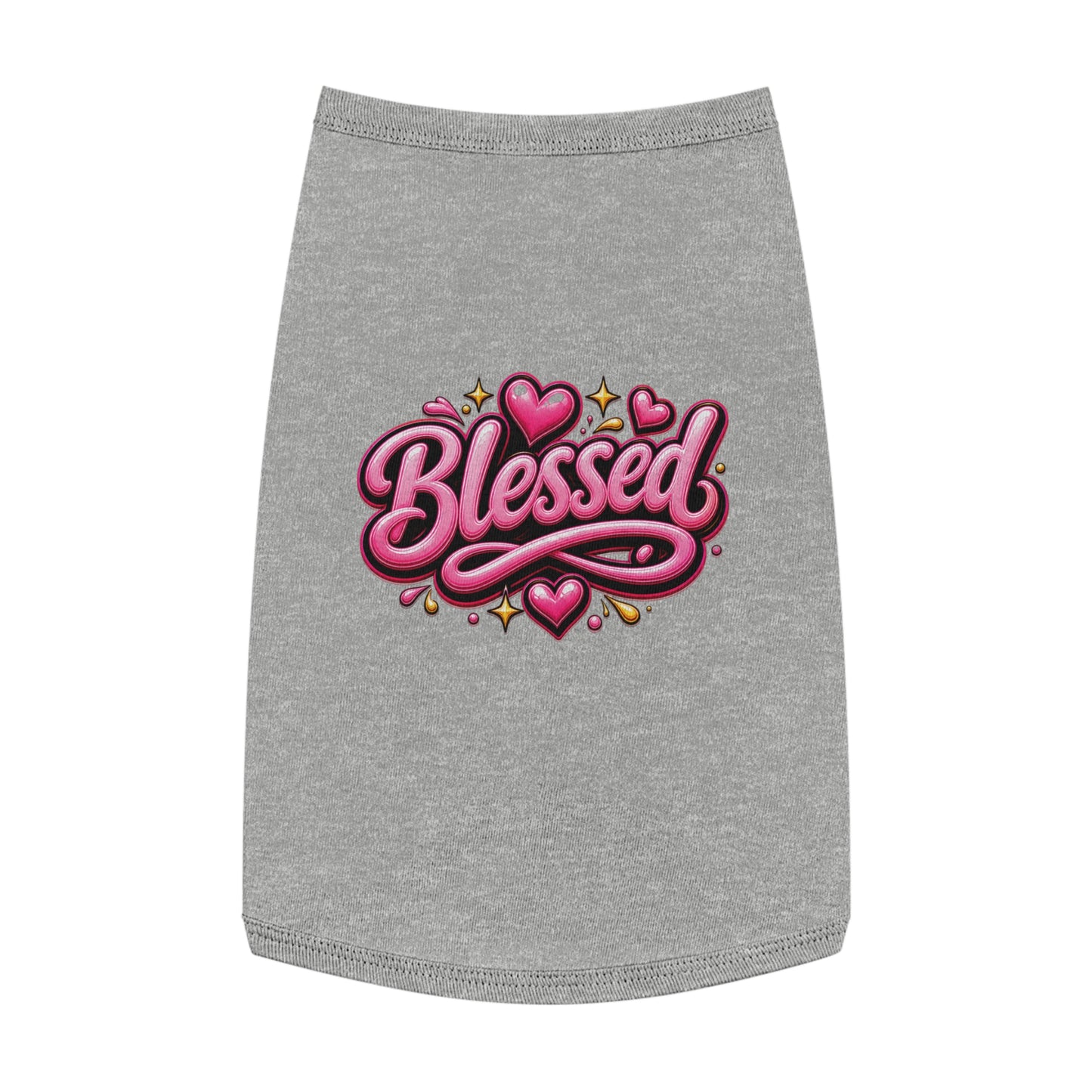 Blessed Pet Tank Top — Pink Heart Graphic Dog Shirt