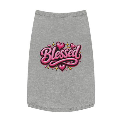 Blessed Pet Tank Top — Pink Heart Graphic Dog Shirt
