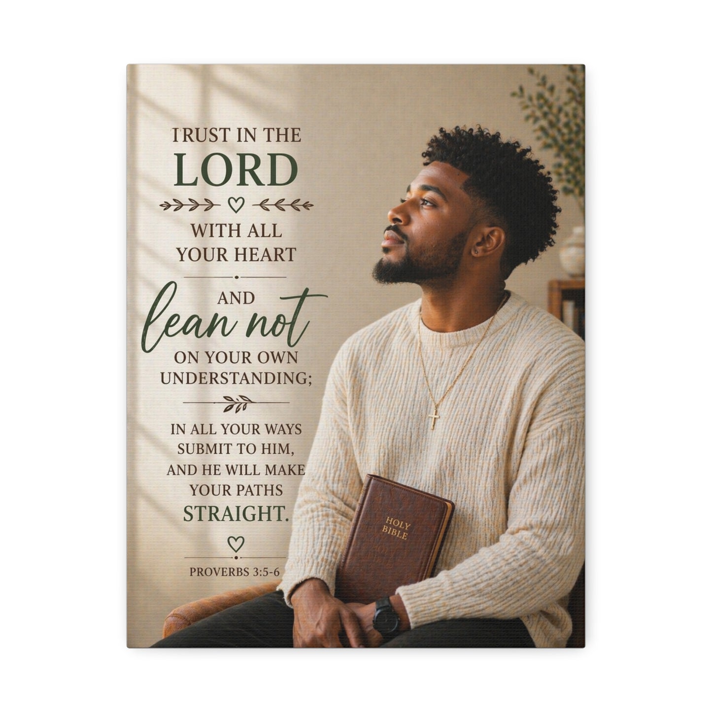 Stretched Canvas - "Trust in the Lord" Scripture Wall Art (Proverbs 3:5-6)