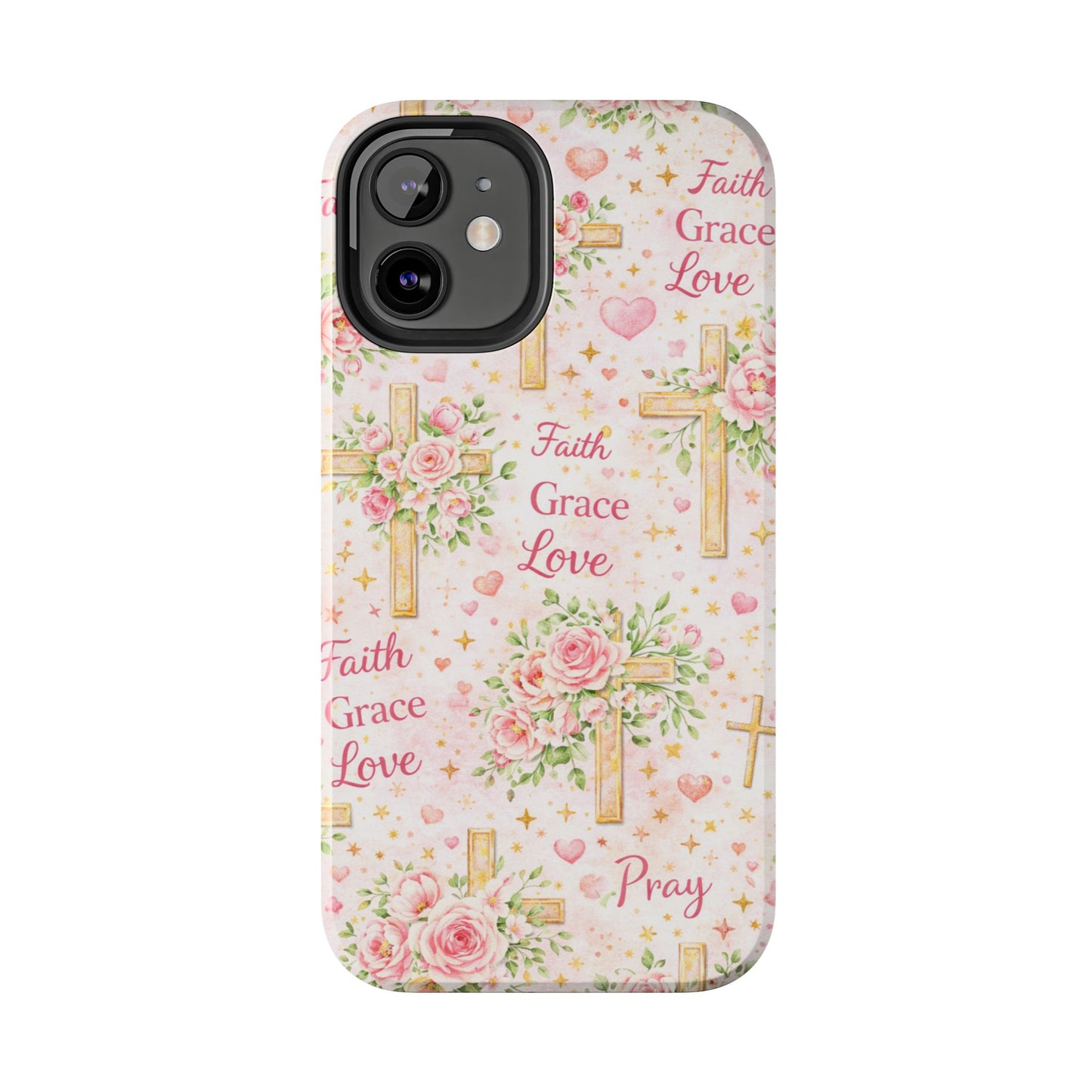 Faith Grace Love Cross Phone Case | Christian Floral iPhone Case