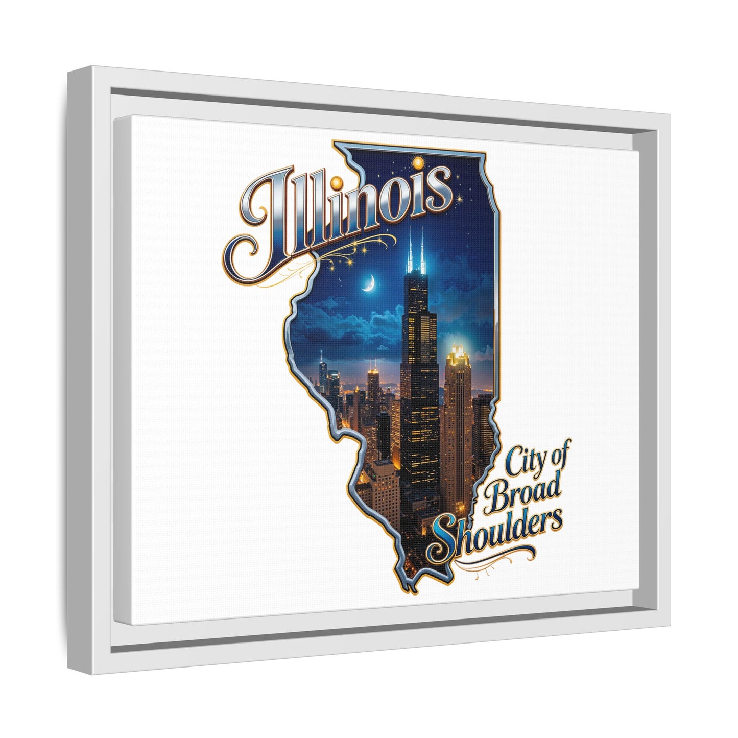 Illinois City of Broad Shoulders Matte Canvas Framed Wall Art
